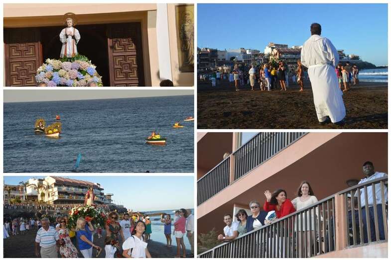 Diferentes momentos de la procesión marítimo-terrestre (Foto TA)